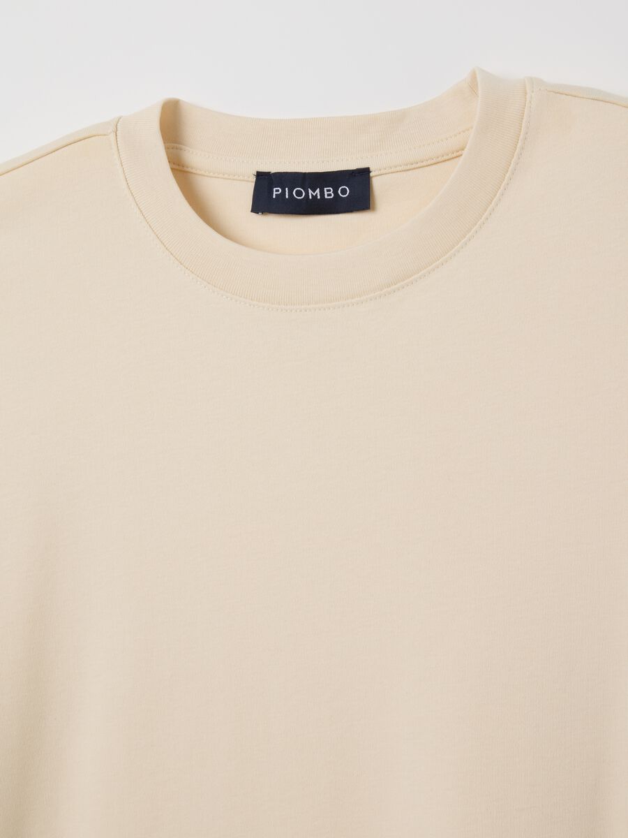 Beige pure cotton regular fit T-shirt_1