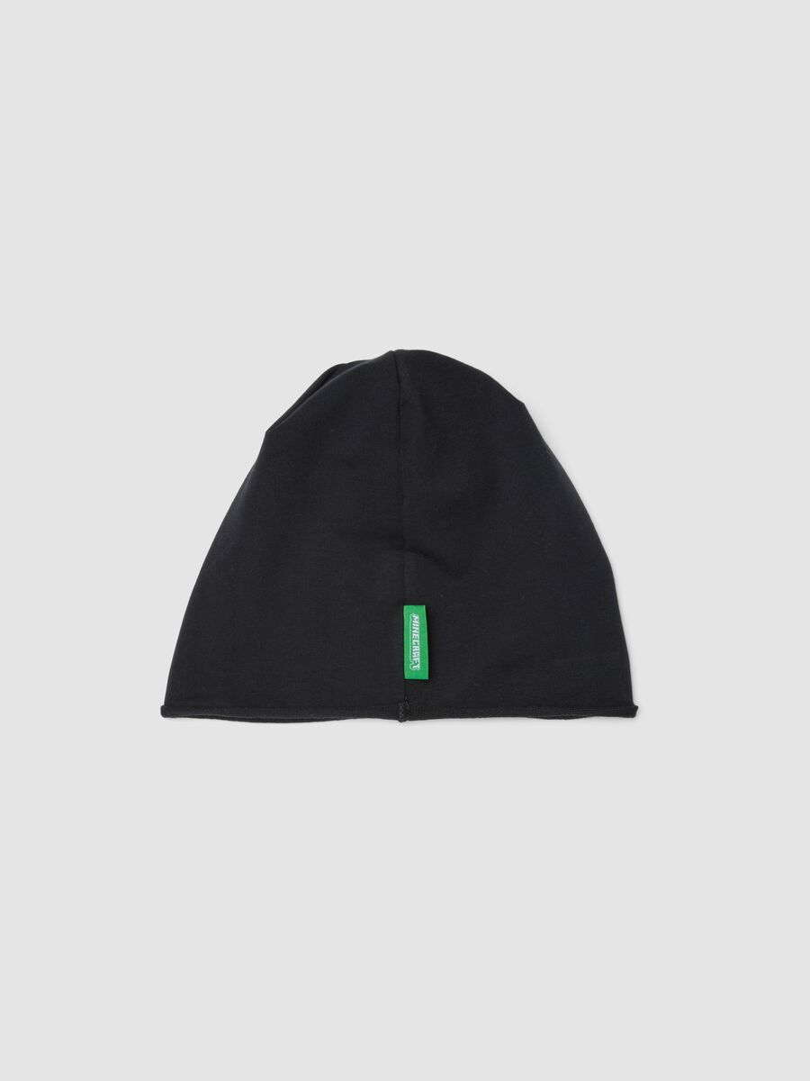 Cappello nero in cotone elasticizzato con ricamo Minecraft per bambino_1