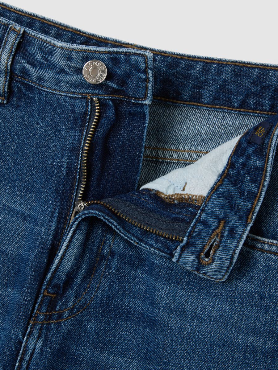 Regular fit blue denim pure cotton trousers_5