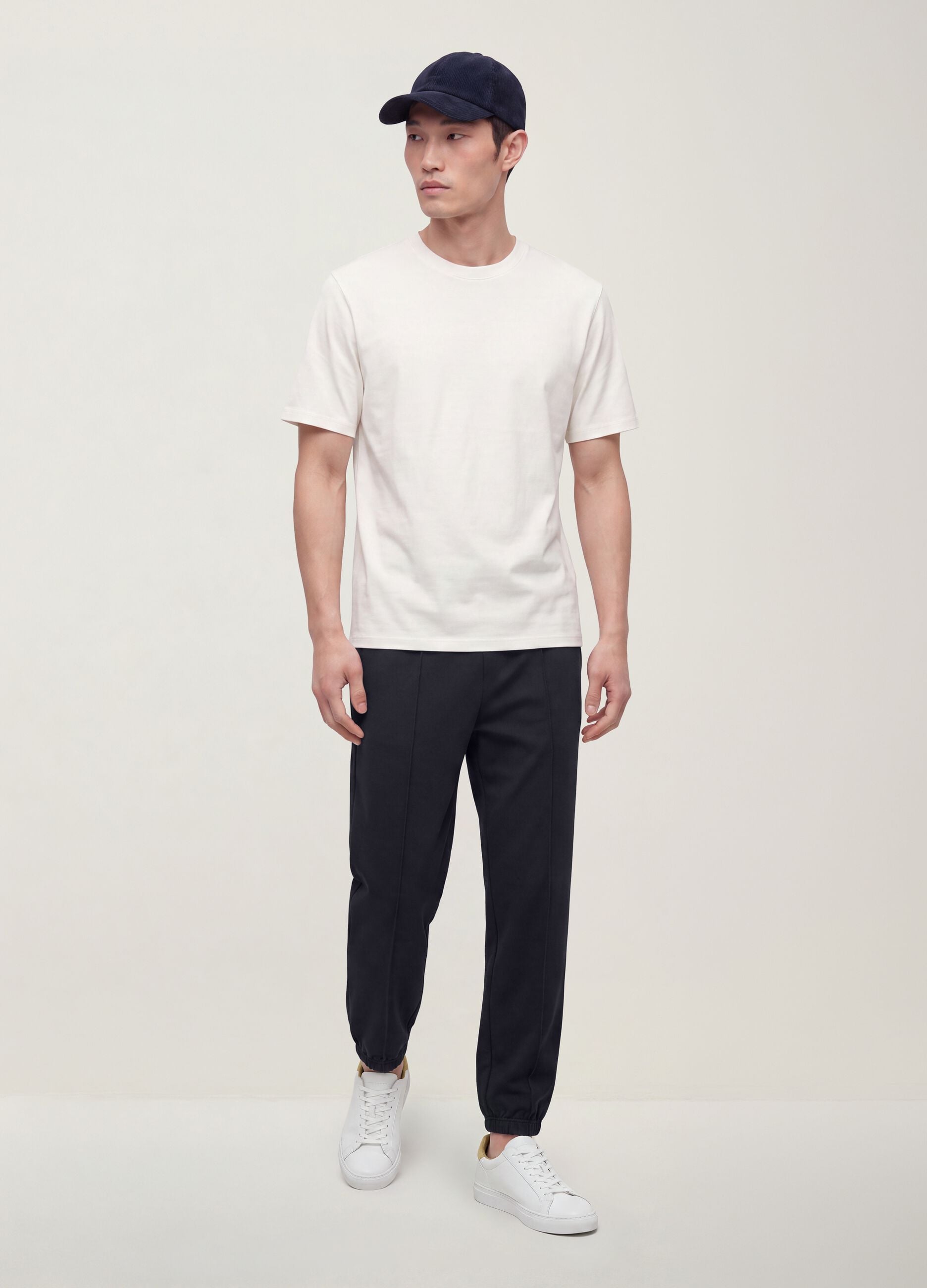 Navy blue relaxed-fit stretch joggers