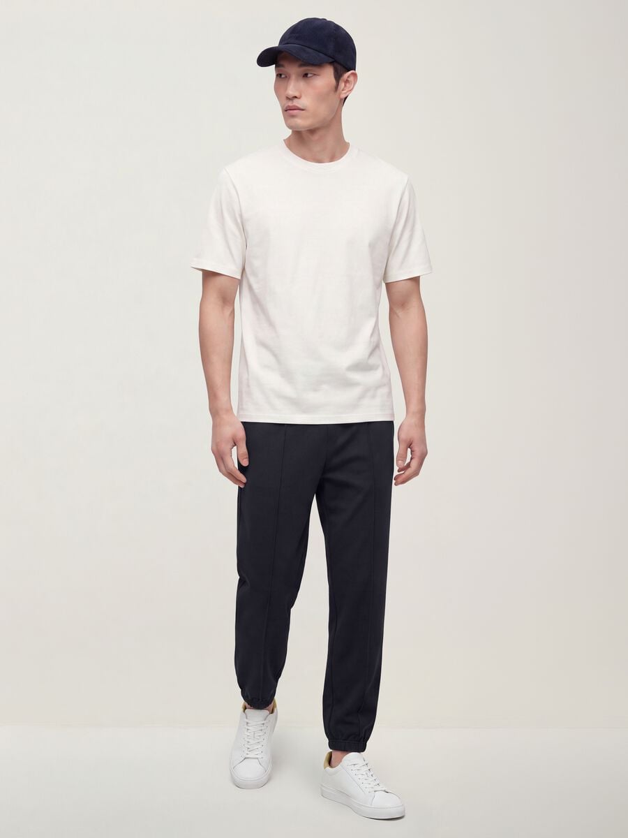 Pantaloni jogger blu notte in tessuto elasticizzato relaxed fit_0