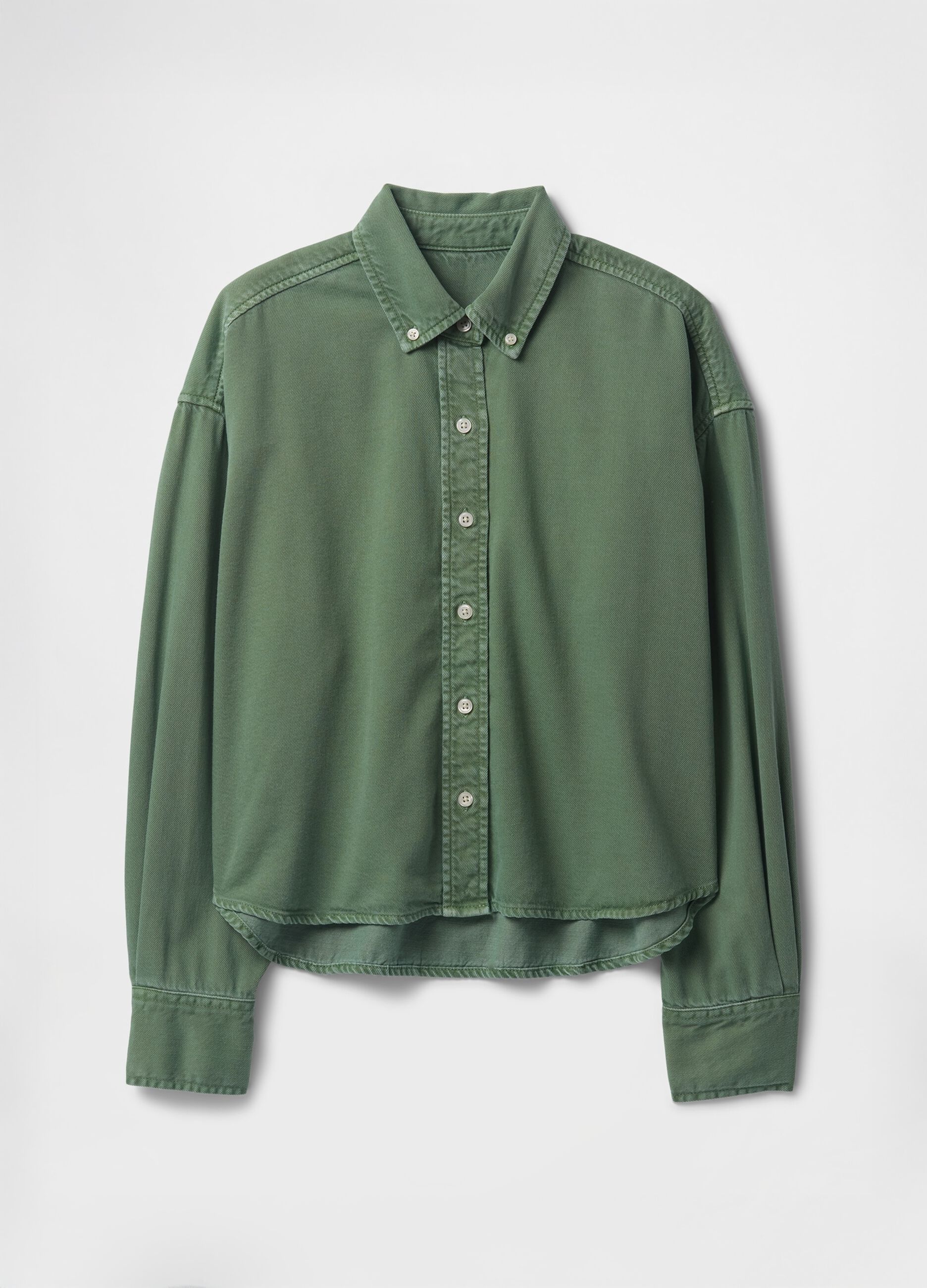 Green cotton cropped shirt
