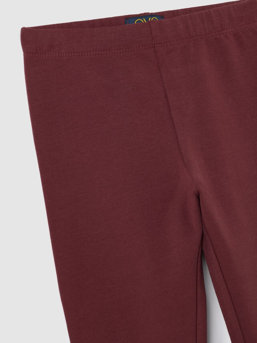 Leggings skinny rossi da bambina in cotone elasticizzato_2