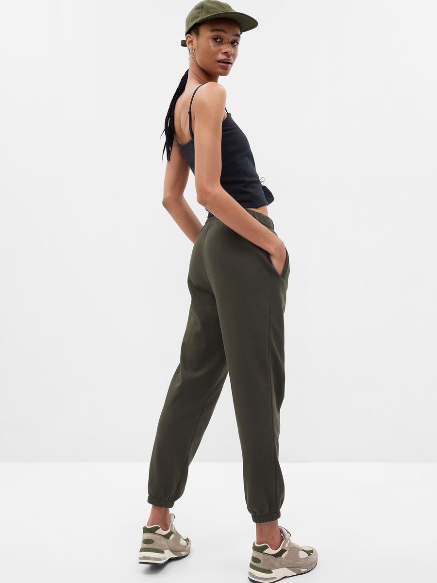 Joggers a vita alta in French Terry con ricamo logo_1