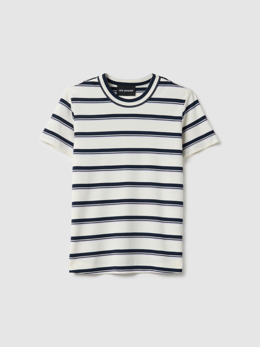 T-shirt in misto cotone a righe multicolor regular fit_4