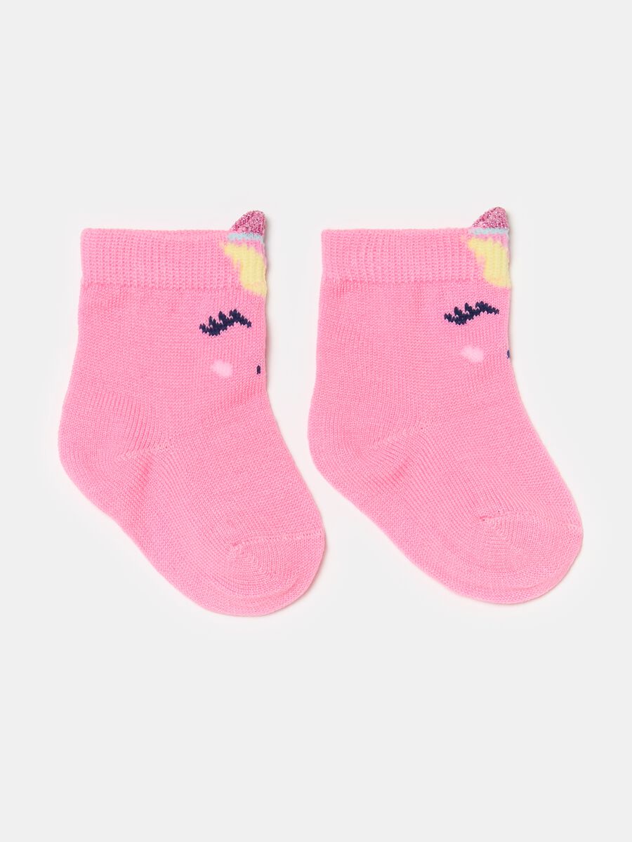 Three-pair pack short stretch socks with stripes and heart_1