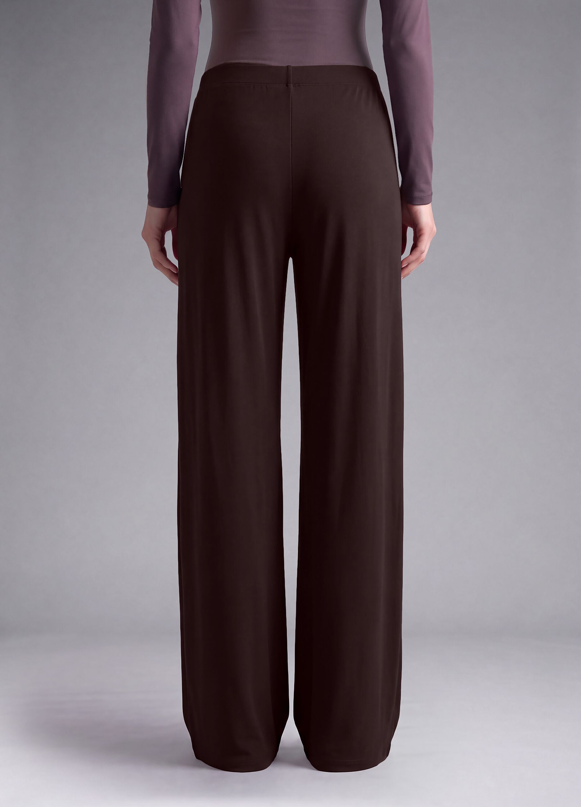 Pantaloni Easy Dry marroni in tessuto elasticizzato wide leg ALTAVIA STUDIO
