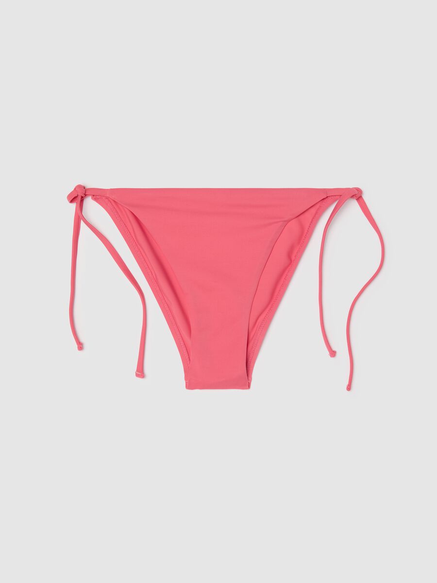 Women’s bikini briefs in pink stretch blend with side ties._0