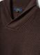 Brown ribbed shawl-collar jumper, regular fit_1