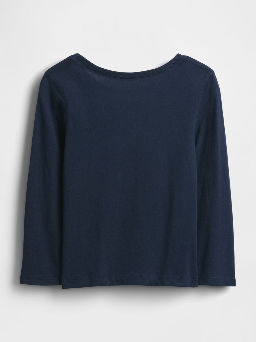 Girl's blue long-sleeve cotton shirt_1