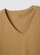 T-shirt in puro cotone marrone regular fit con scollo a V_5