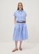 Blue striped pure cotton midi skirt_0