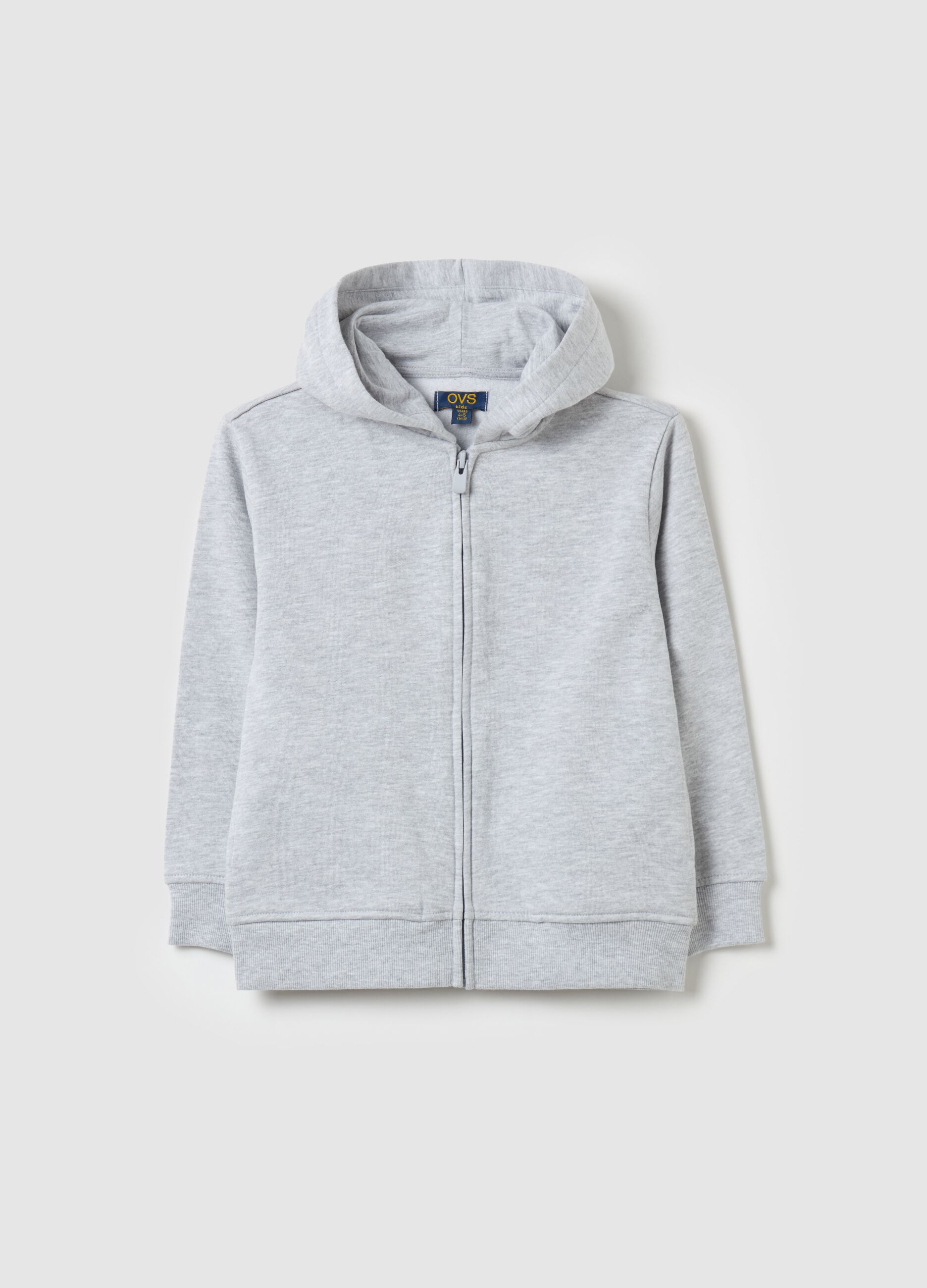 Organic cotton full-zip sweatshirt with hood