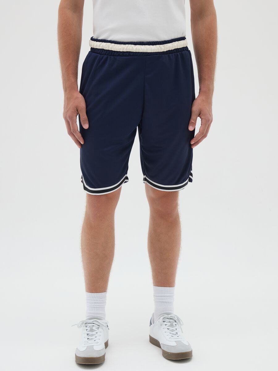 Men's Blue Relaxed Fit Fabric Shorts_1