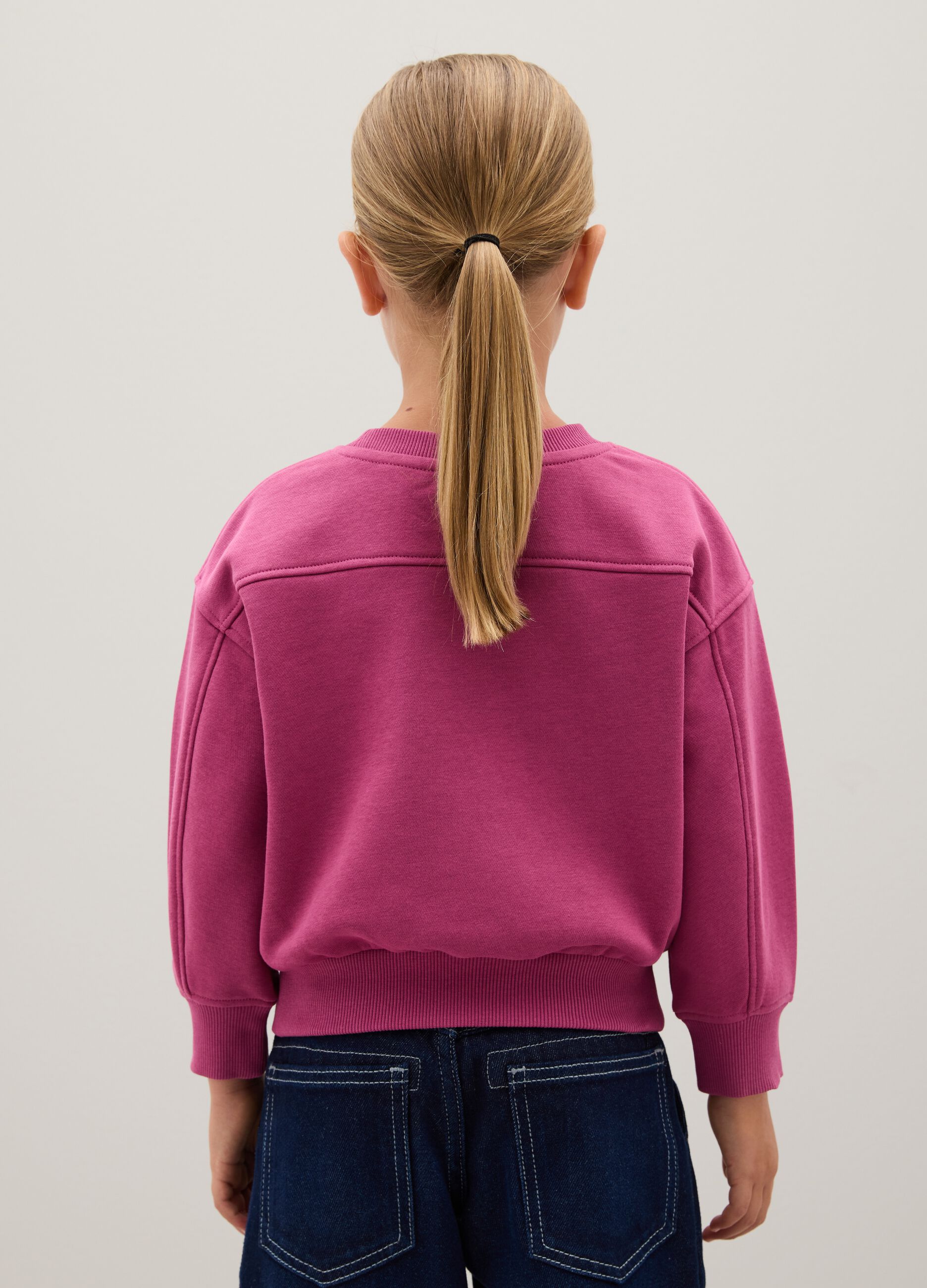 Felpa da bambina in misto cotone multicolor oversize