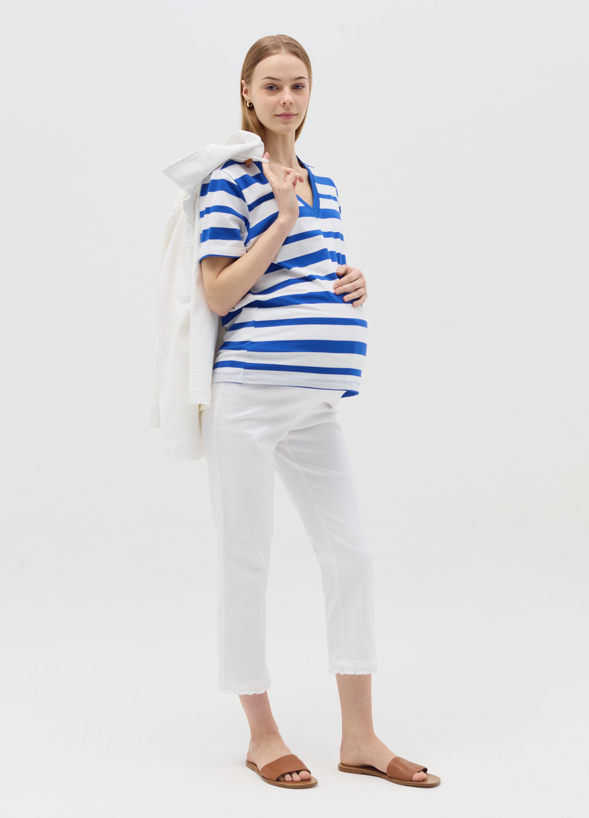 Treggings cropped premaman in denim