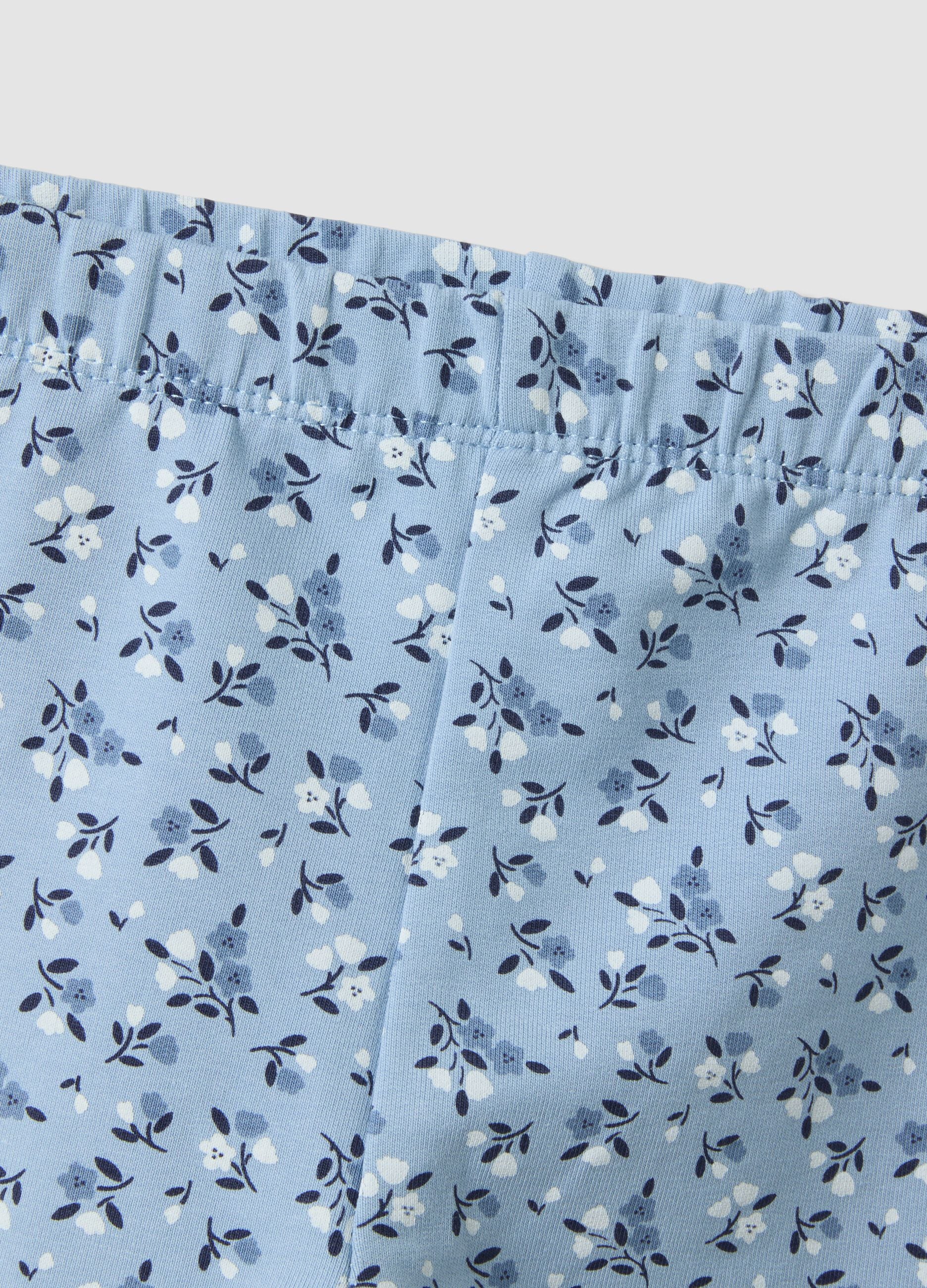 Blue stretch cotton set with crew neck