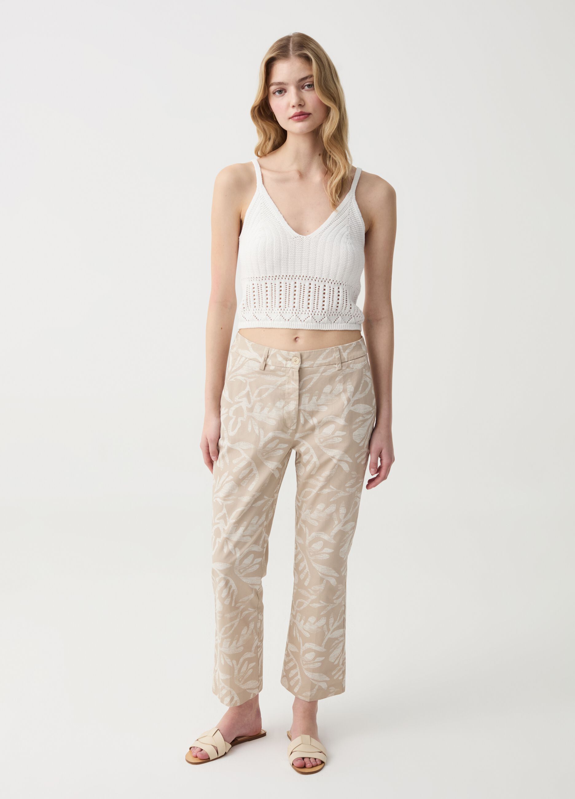 Cropped cigarette trousers in cotton