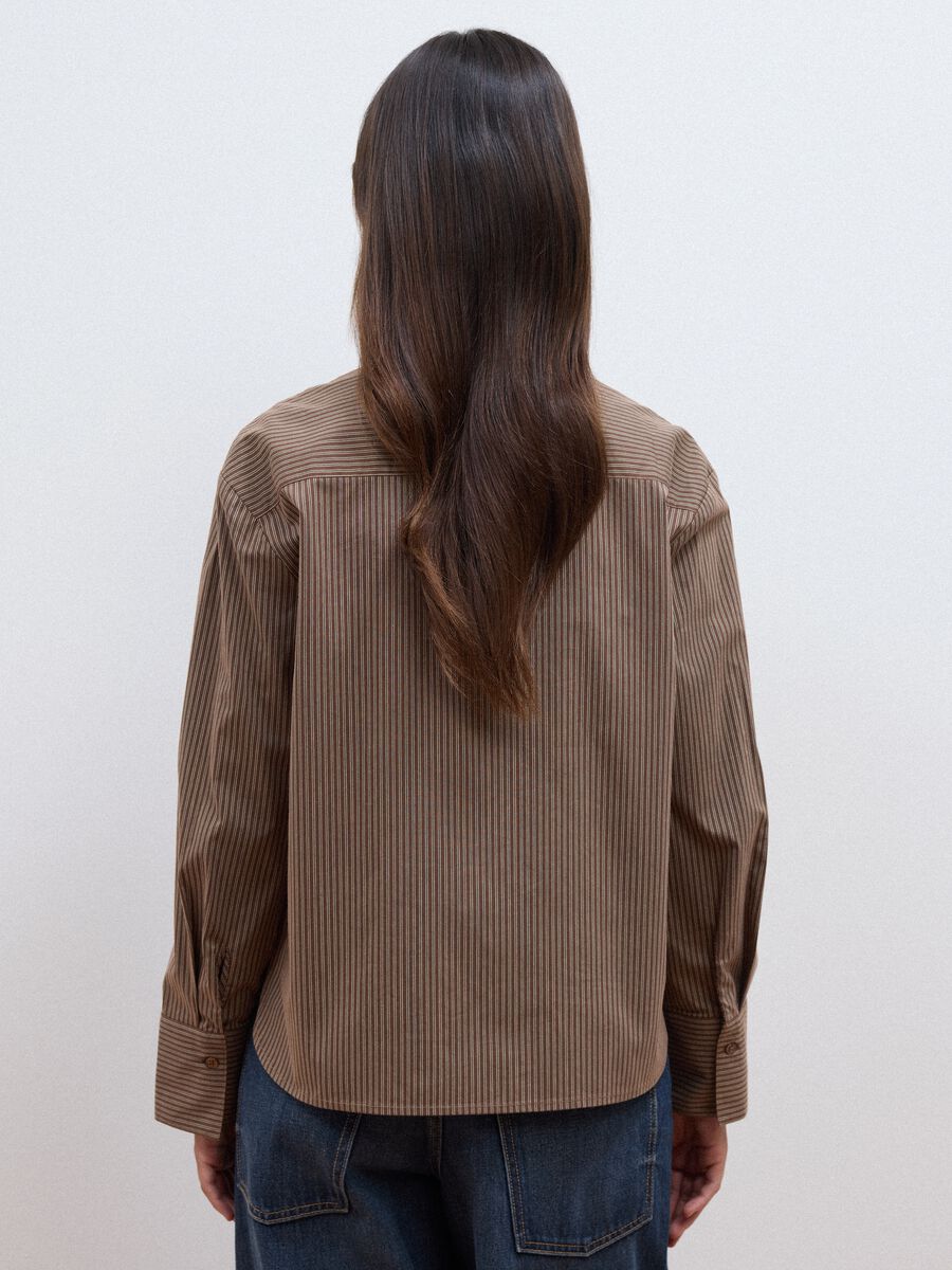 Brown striped stretch-cotton shirt with matching tie_3