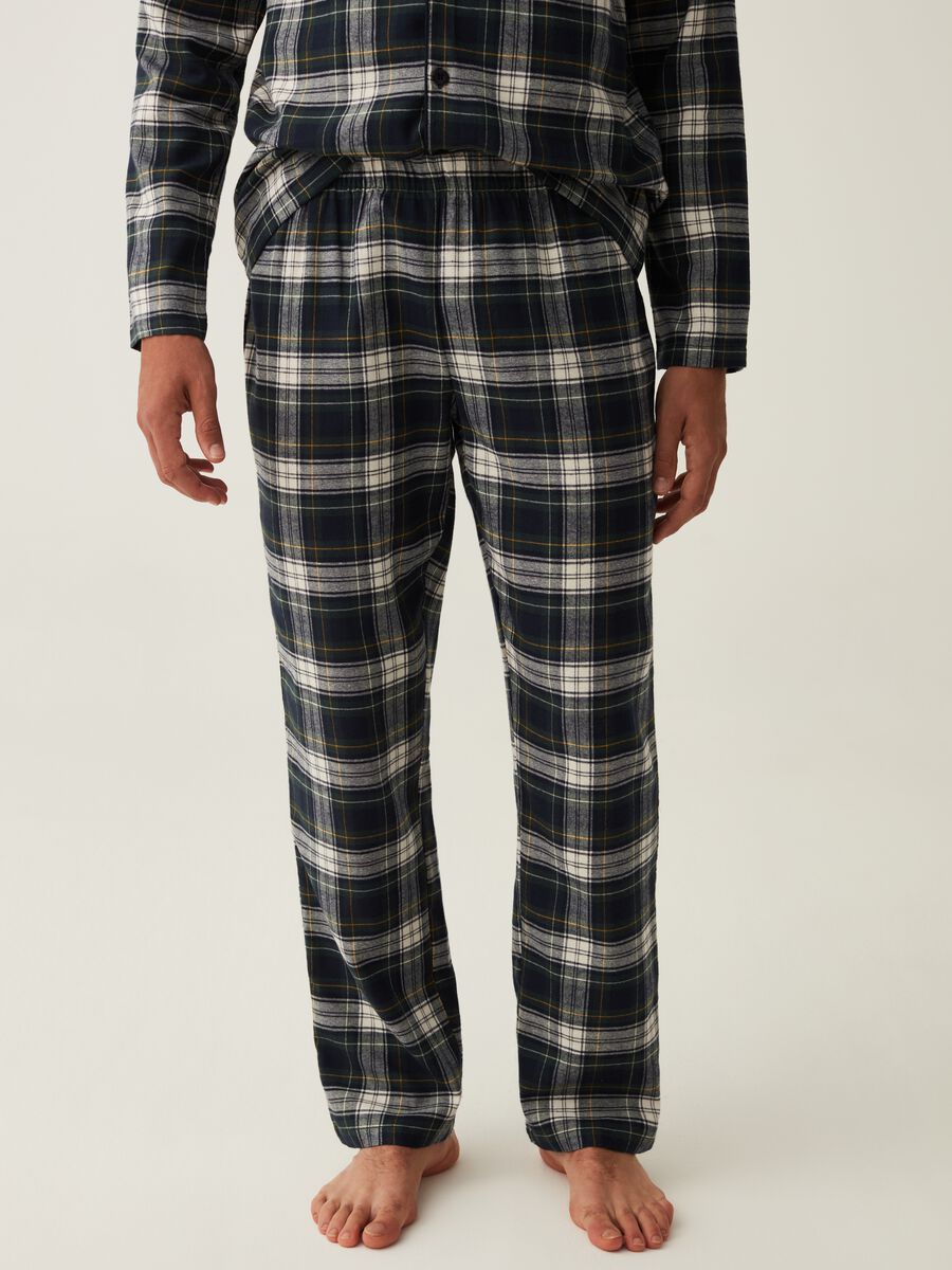 Pigiama lungo in flanella fantasia tartan_1