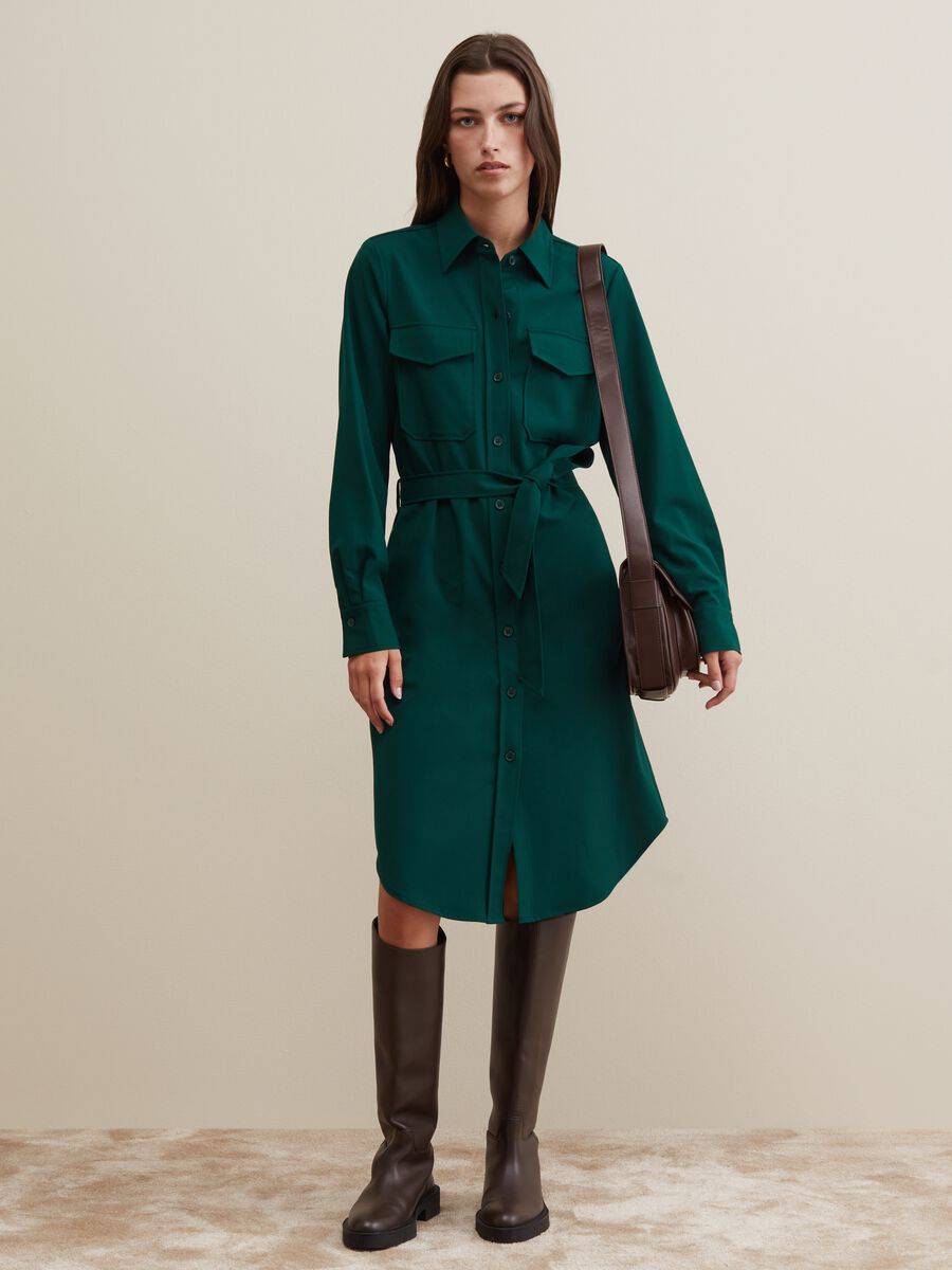 Abito midi chemisier con tasche_0