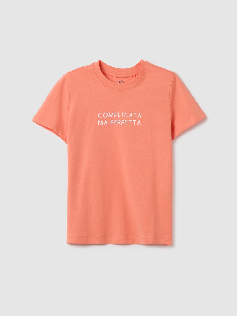 T-shirt da ragazza in puro cotone arancione regular fit_3