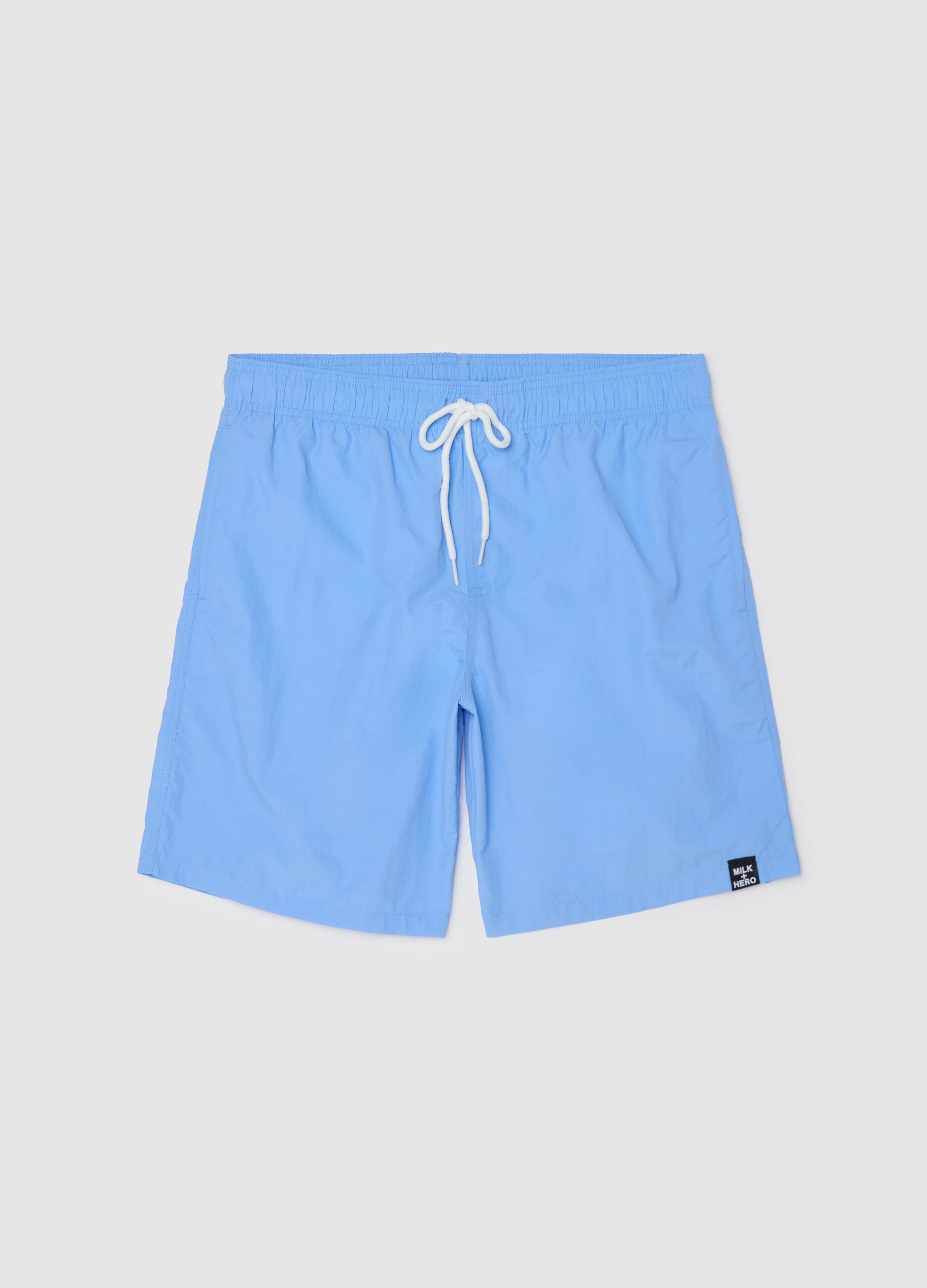 Blue swim shorts in mixed fabric