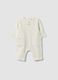 White organic cotton baby romper with buttons and pattern_0