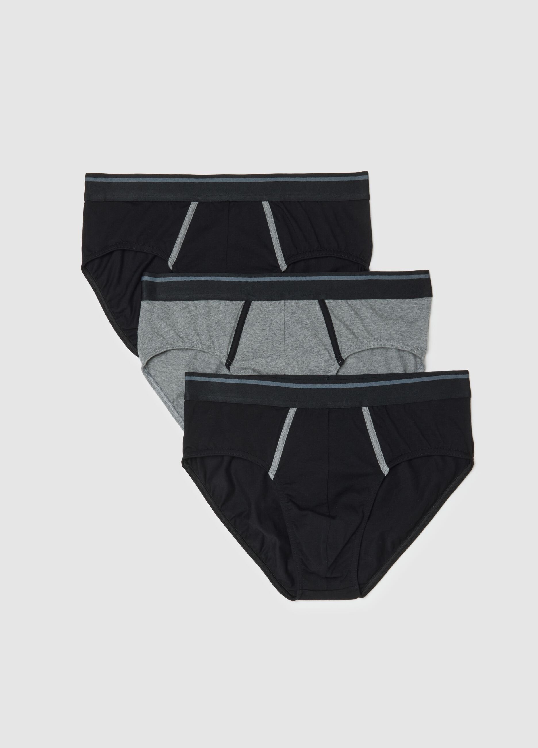 Multicolour regular fit stretch cotton tripack briefs