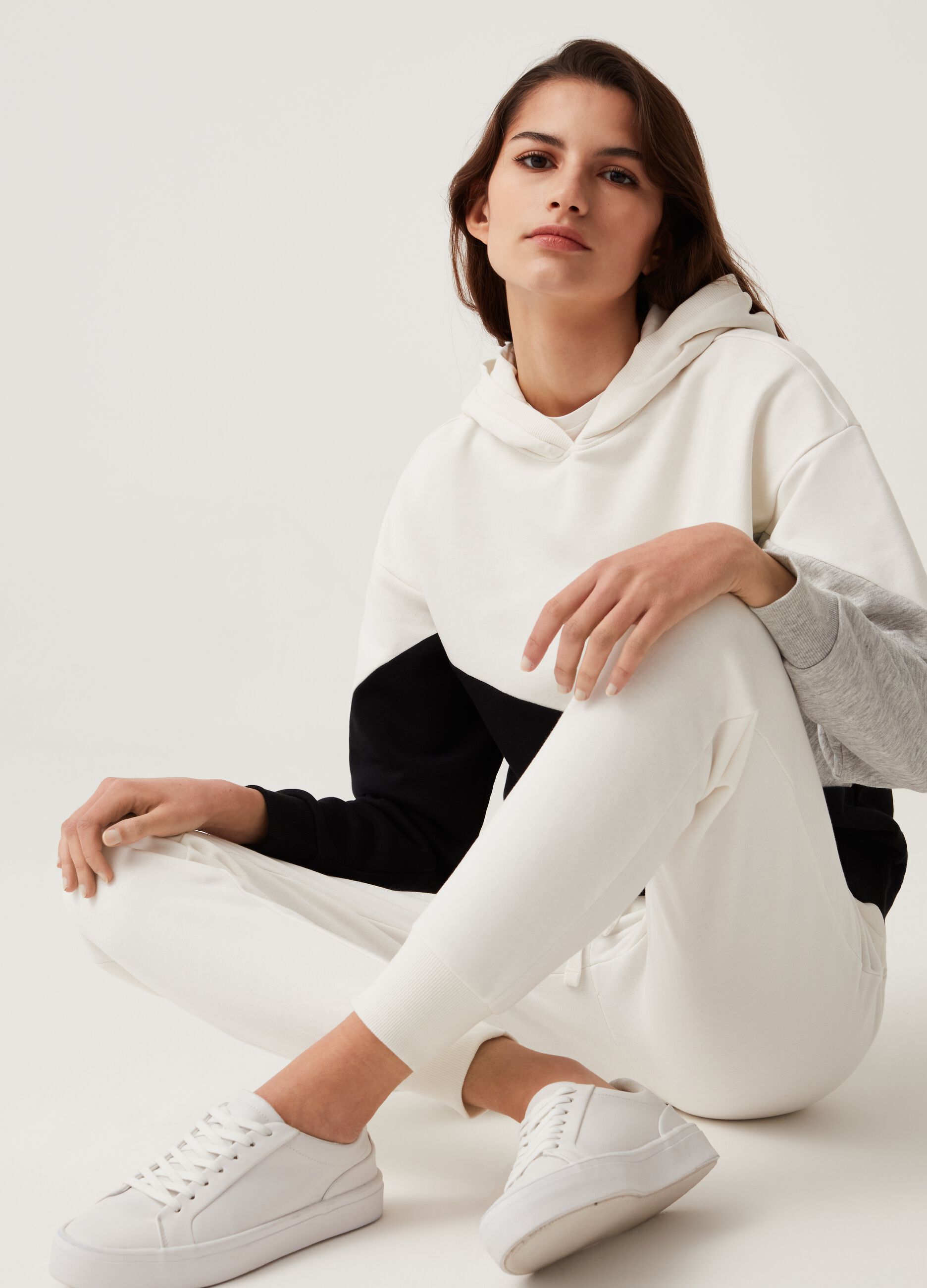 Ovs Felpa Fitness color block con cappuccio
