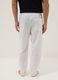 White cotton-linen blend pyjama trousers with relaxed fit_2