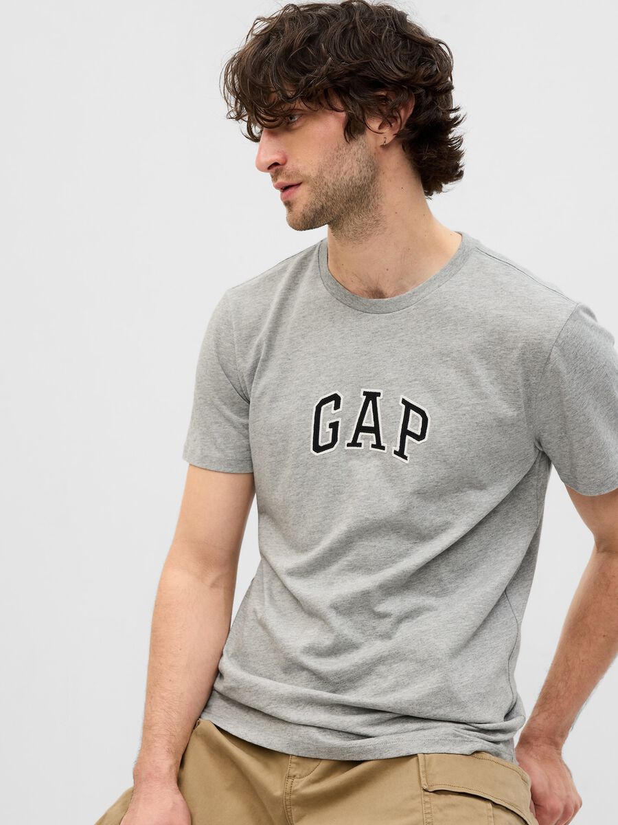 T-shirt in cotone con ricamo logo_0