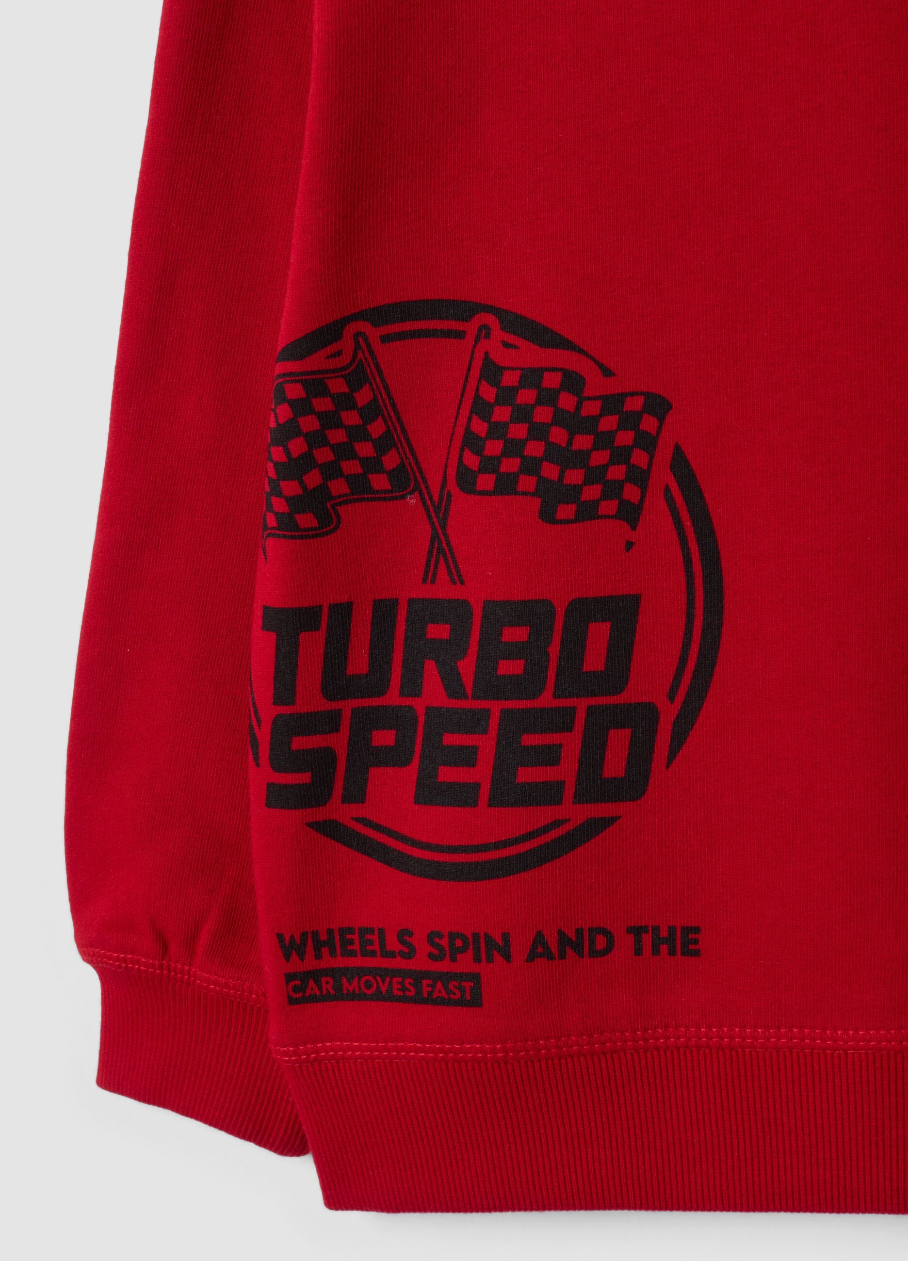 Red crew-neck sweatshirt in pure organic cotton