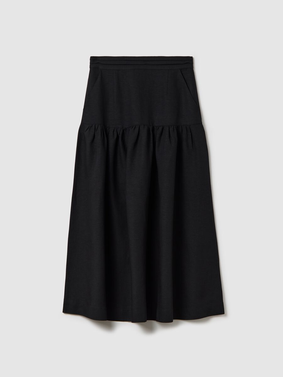 Long black skirt in linen and viscose_4