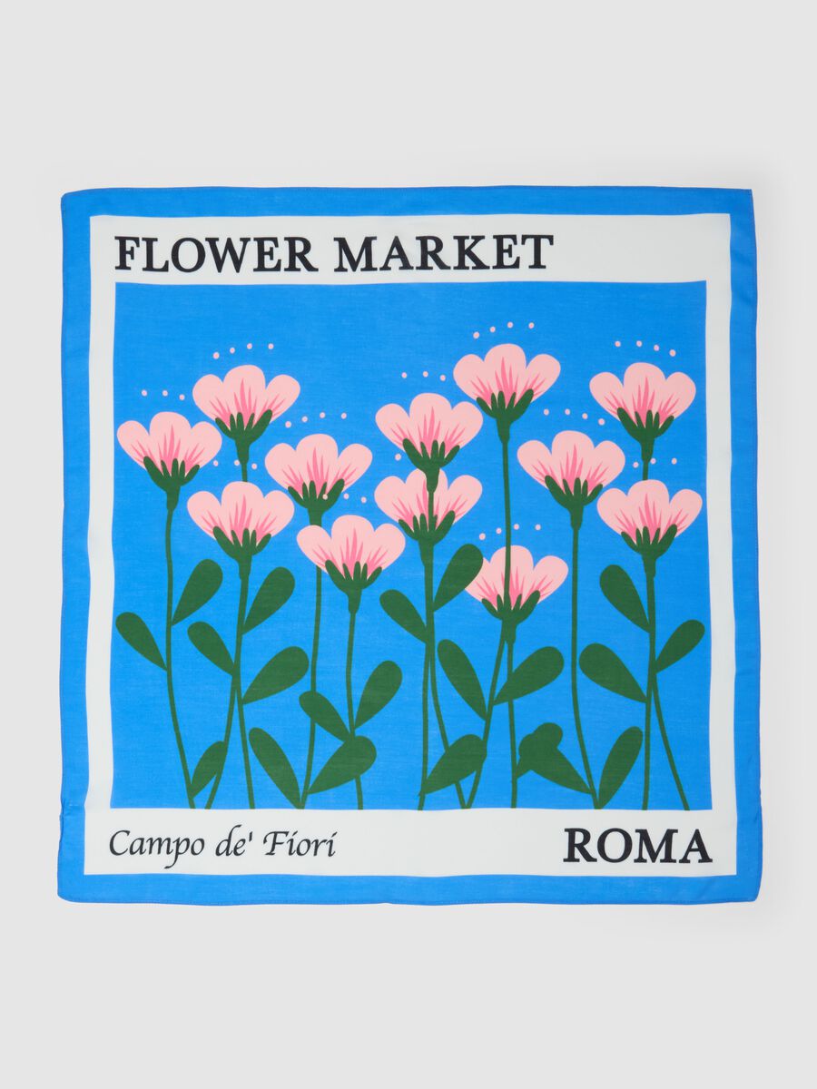 Foulard leggero in pura viscosa multicolor con motivo floreale_1