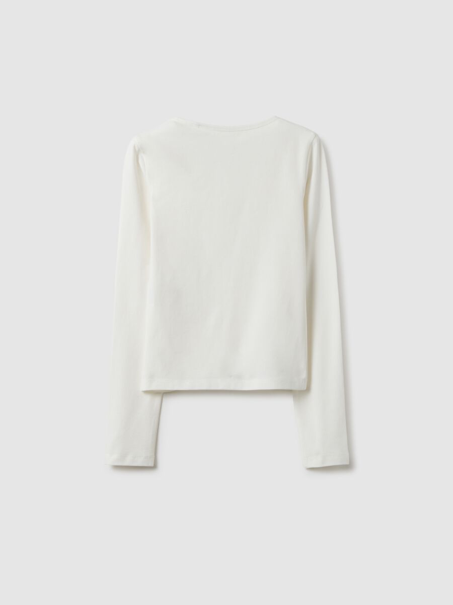 Maglia a maniche lunghe bianca da ragazza in misto cotone slim fit_4
