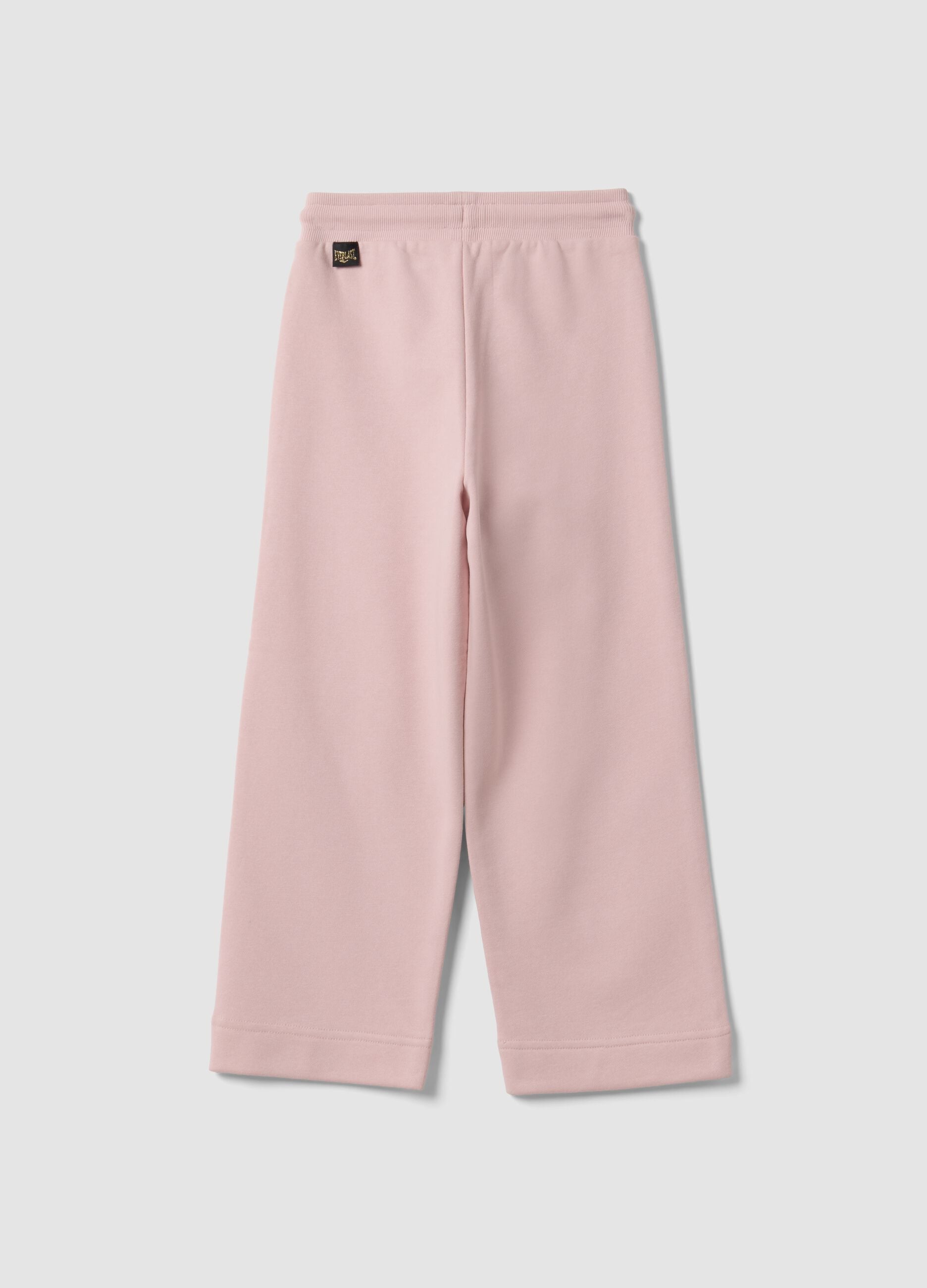 Pink cotton-blend jogger trousers with rhinestones, regular fit