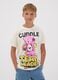 Children's regular fit beige pure cotton t-shirt with prints_1