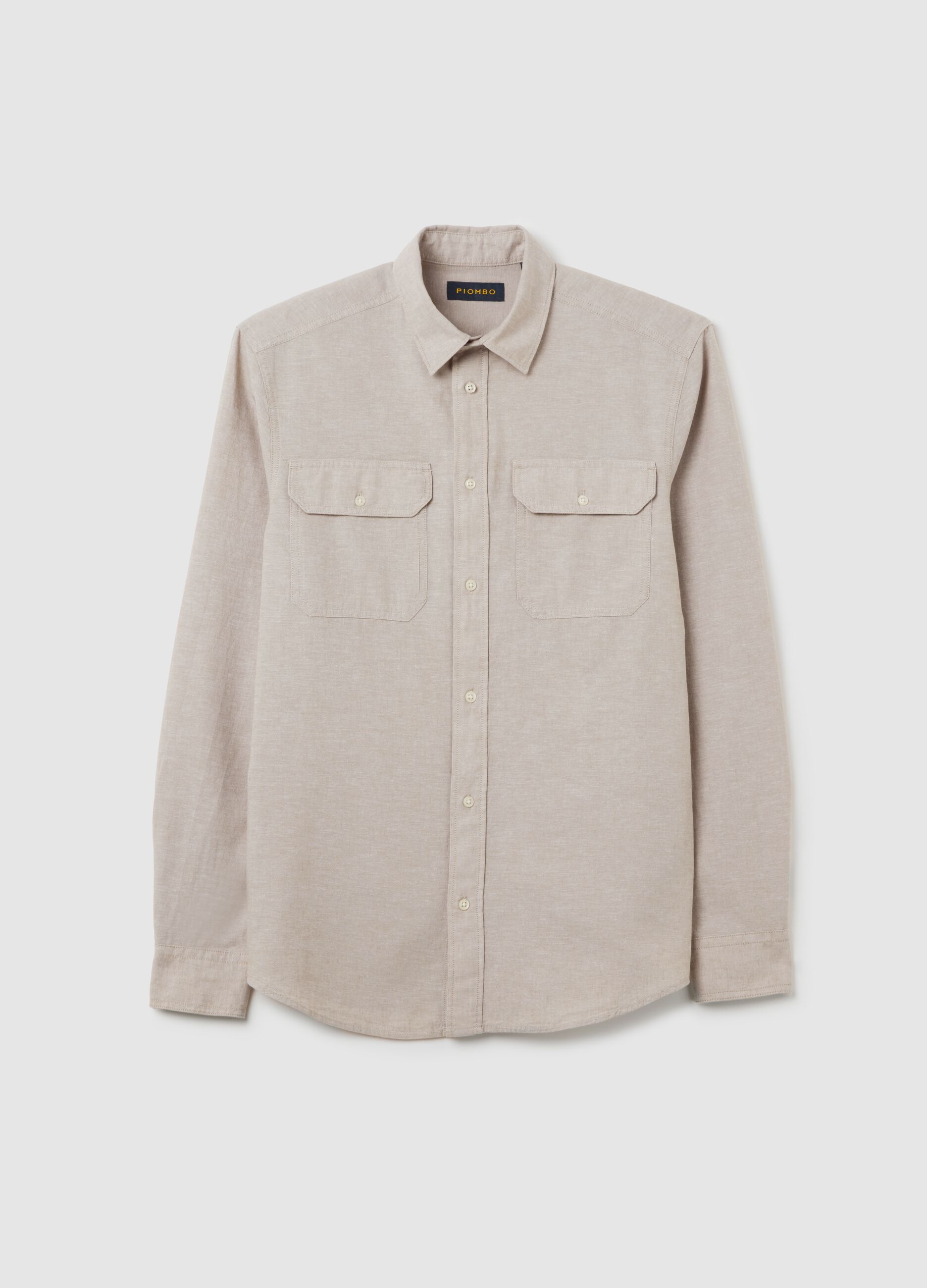 Beige Cotton and Linen Shirt by Piombo