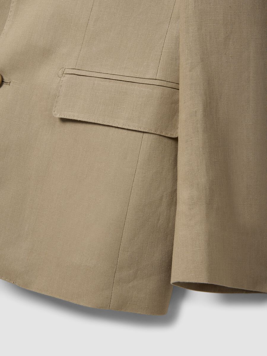 Blazer in puro lino beige slim fit_1