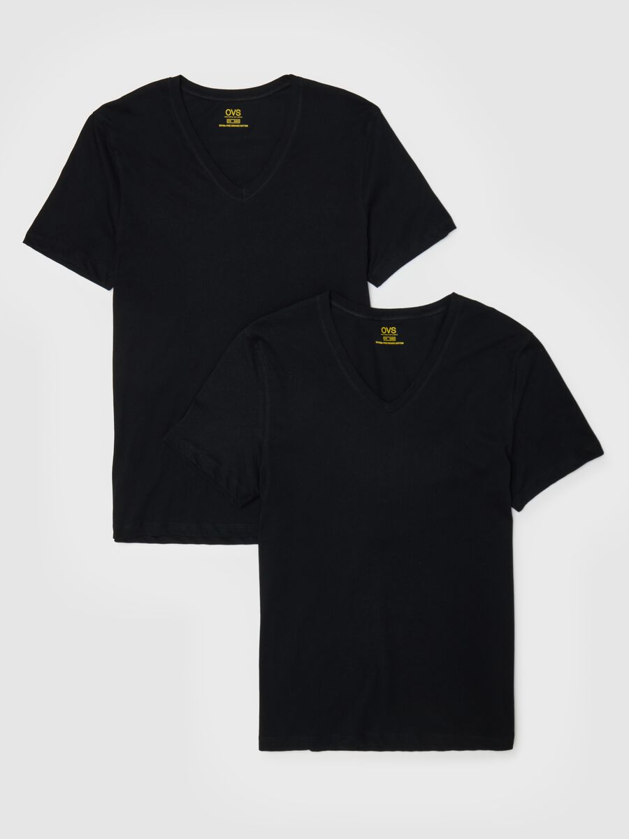 Men's T-shirt in pure black cotton regular fit_4