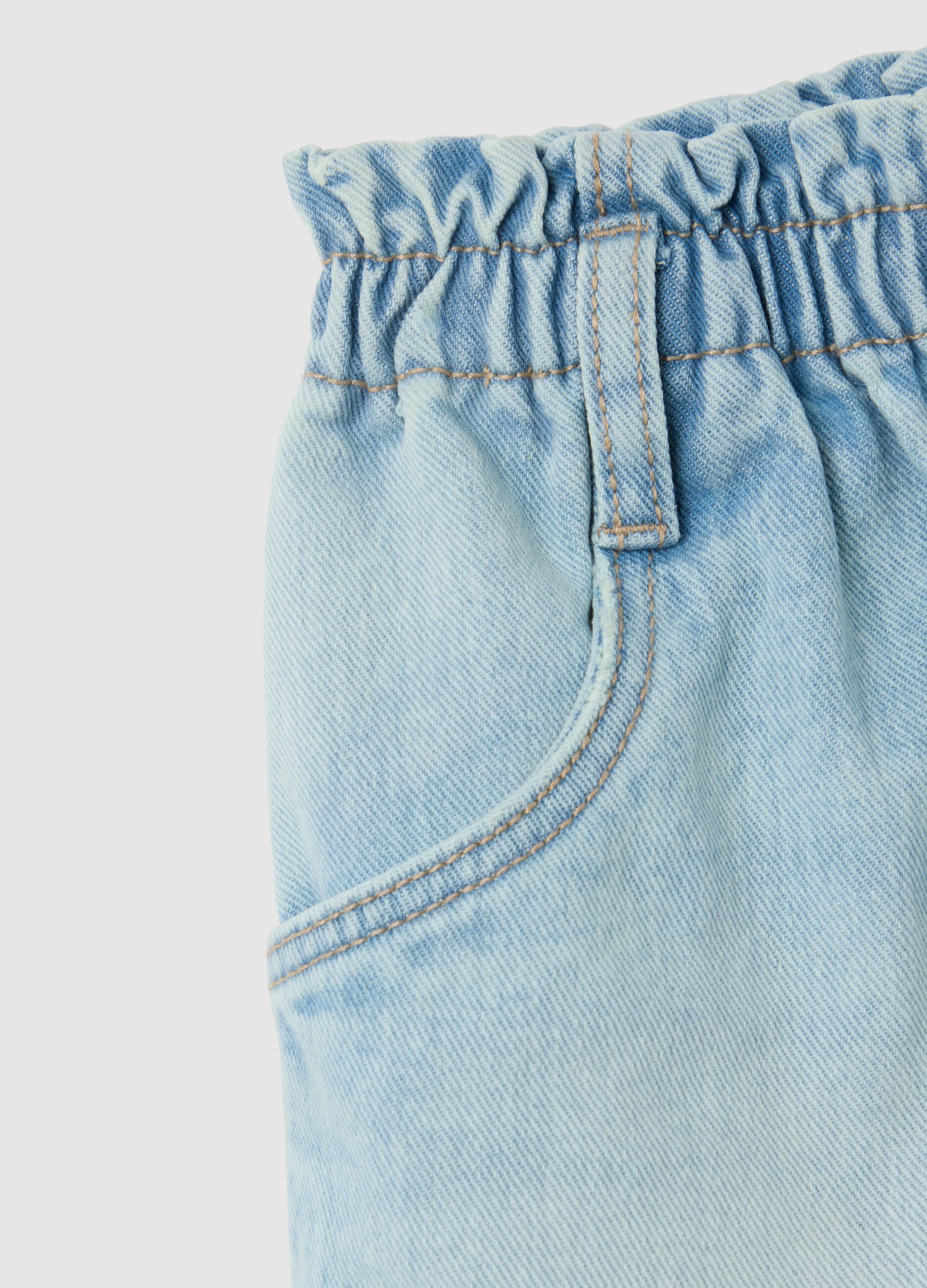 Light denim shorts for girls in pure cotton