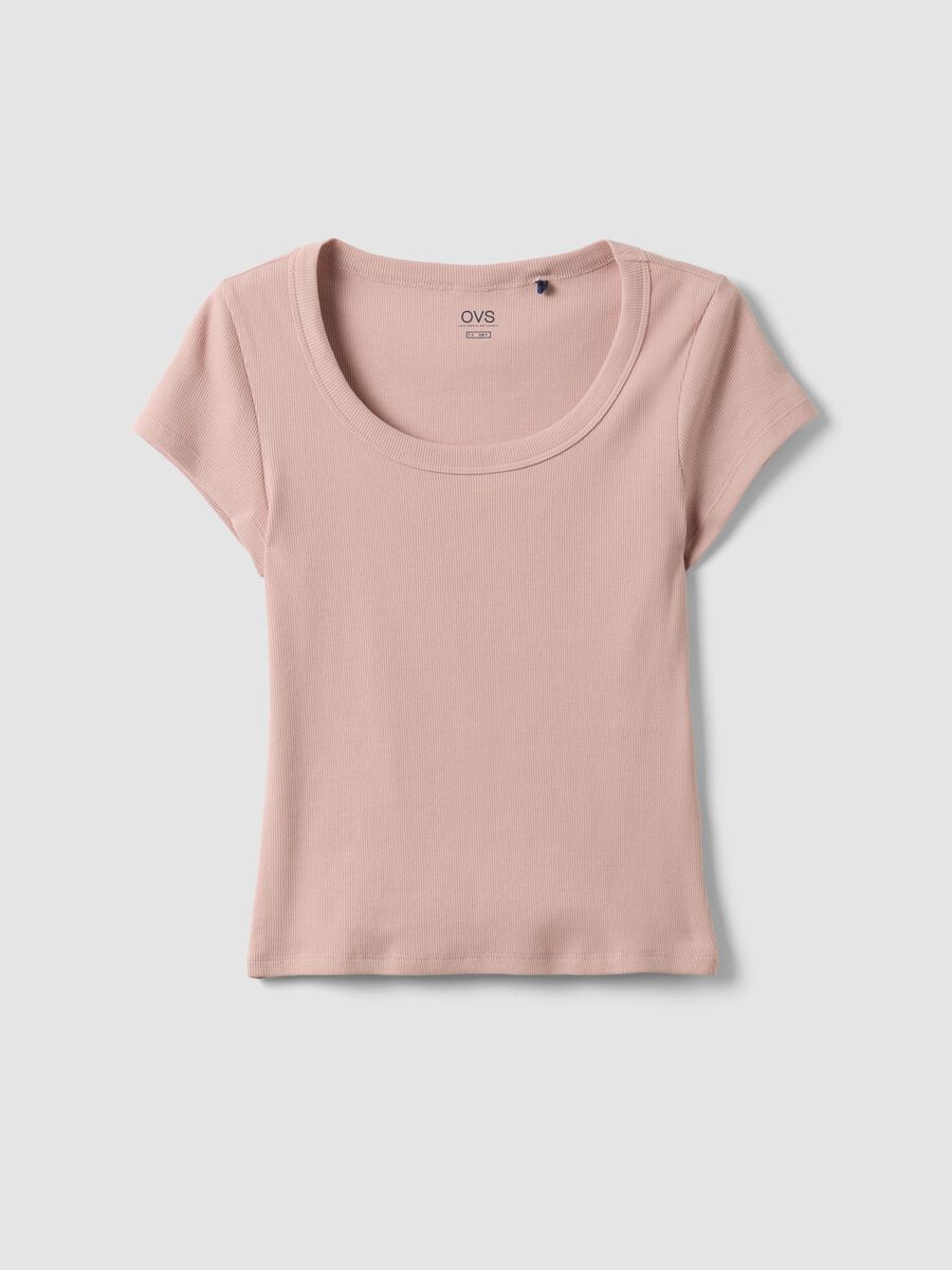 Fitted short-sleeve stretch cotton pink t-shirt_4