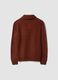 Brown ribbed jumper with shawl collar, regular fit_2