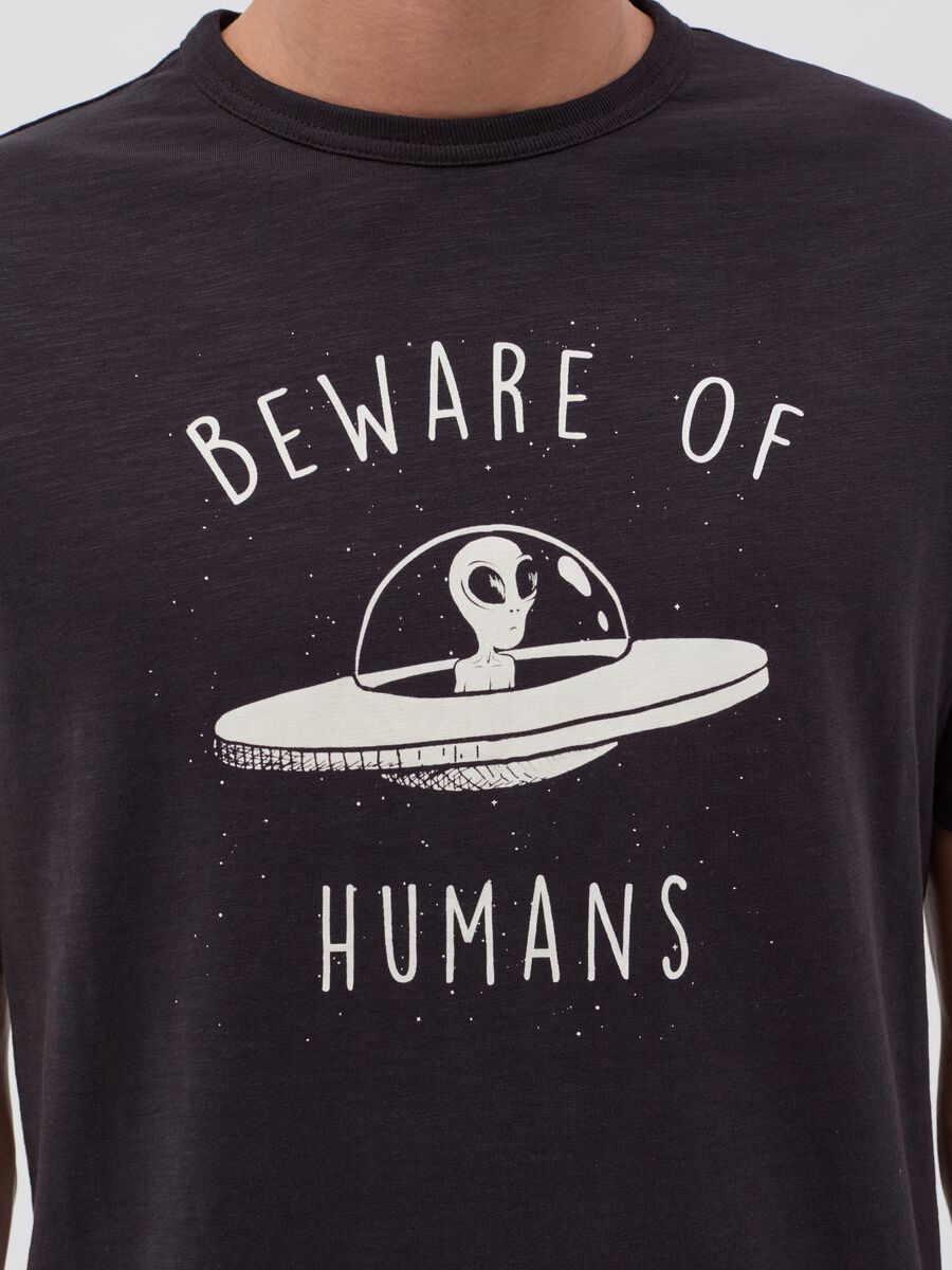 T-shirt with “Be aware of humans” print_2