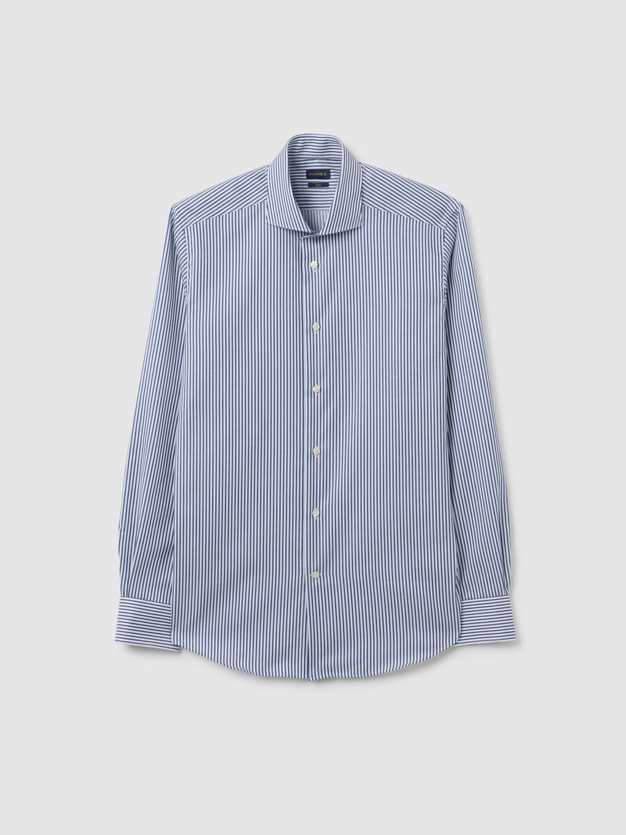 Blue Cotton Striped Shirt_4