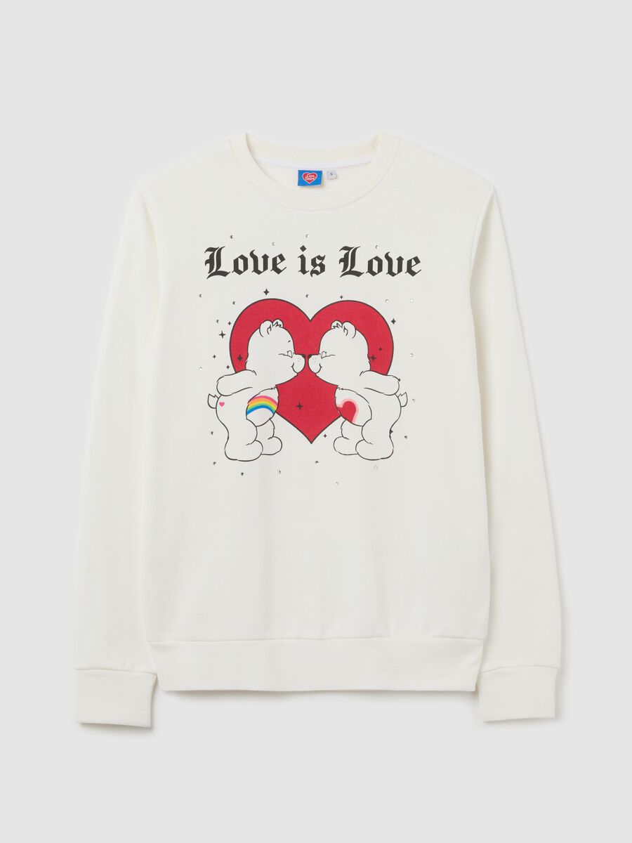 White sweatshirt in French terry with Care Bears print_4