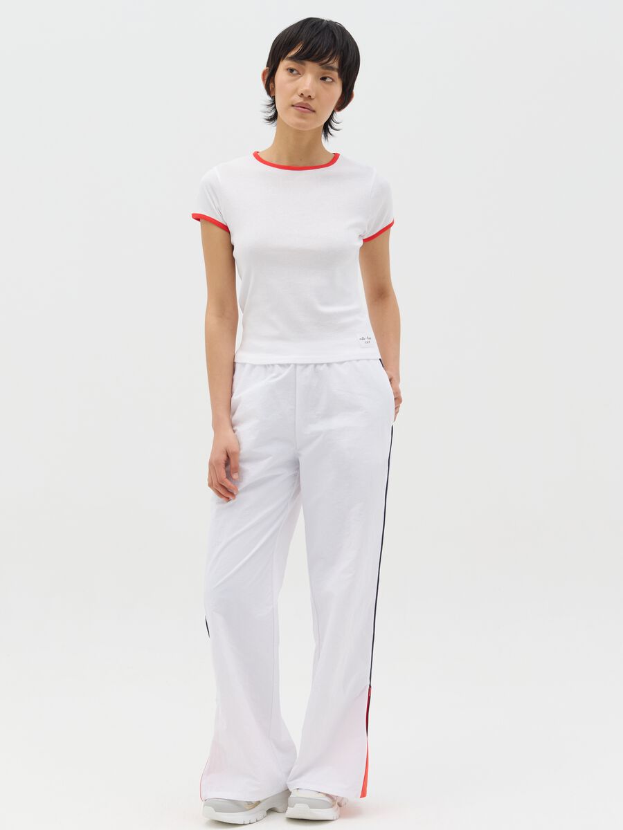 White nylon joggers with splits and zip_0