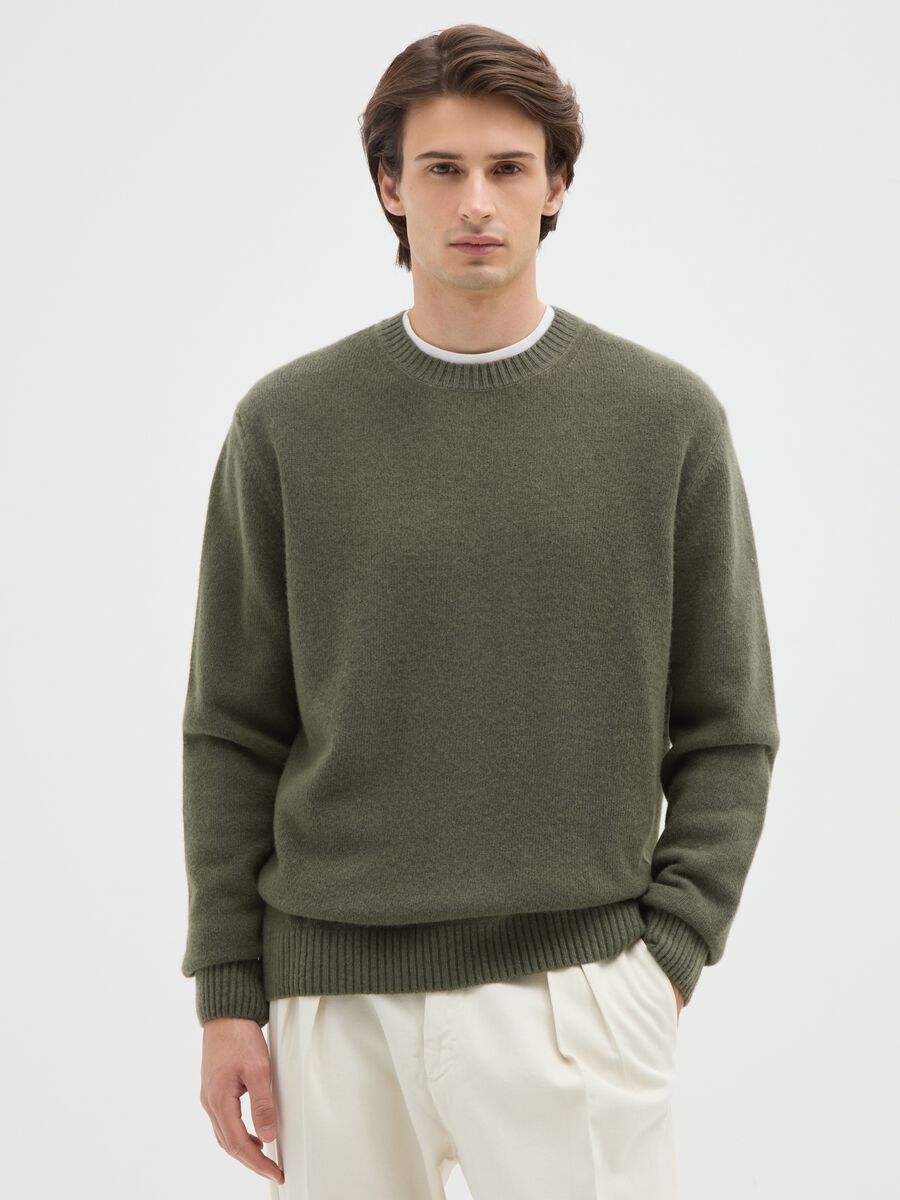 Grey-green wool blend sweater, regular fit_0