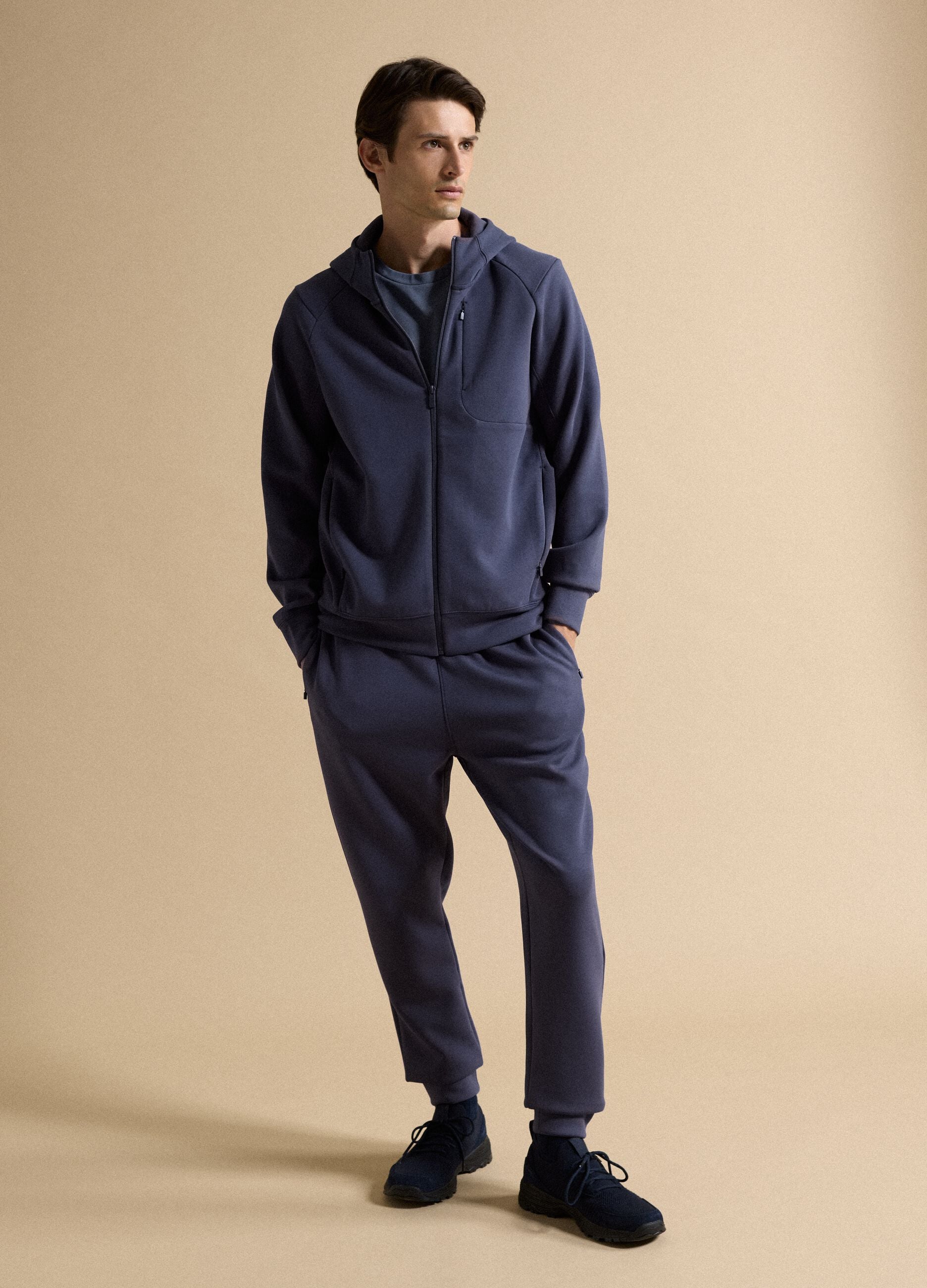 Full-zip blu traspirante in tessuto elasticizzato 2 Way Stretch